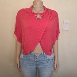 Gracie Pink Faux Wrap Blouse